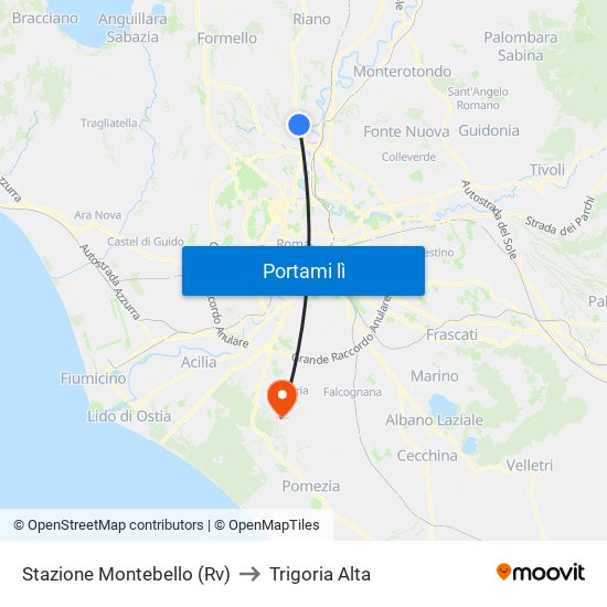 Stazione Montebello (Rv) to Trigoria Alta map