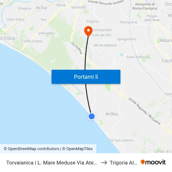 Torvaianica | L. Mare Meduse Via Atene to Trigoria Alta map