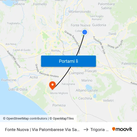 Fonte Nuova | Via Palombarese Via Santa Lucia to Trigoria Alta map