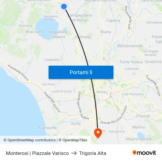 Monterosi | Piazzale Varisco to Trigoria Alta map