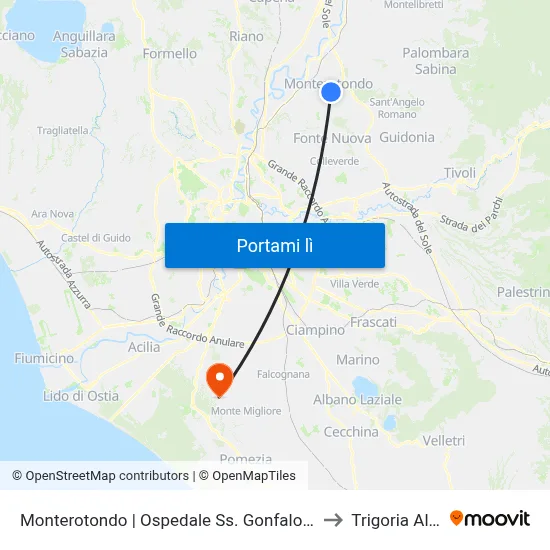 Monterotondo | Ospedale Ss. Gonfalone to Trigoria Alta map