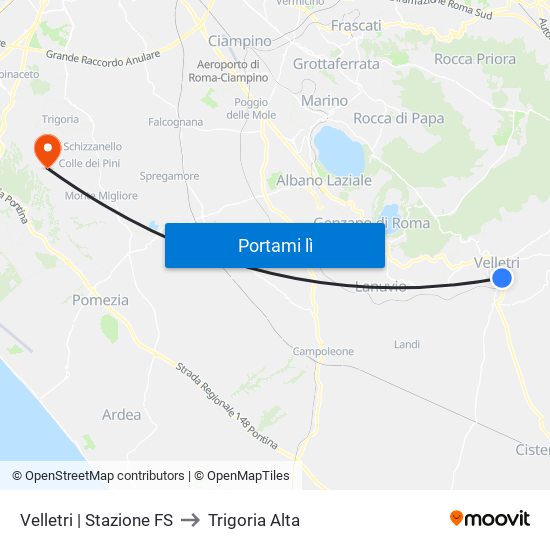 Velletri | Stazione FS to Trigoria Alta map
