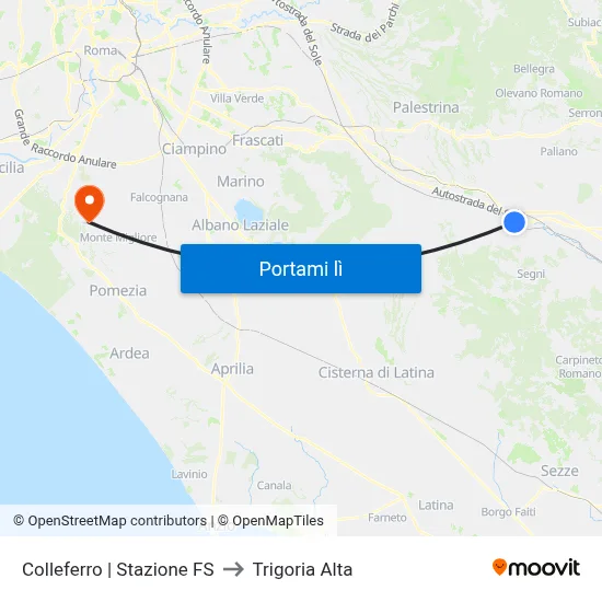 Colleferro | Stazione FS to Trigoria Alta map