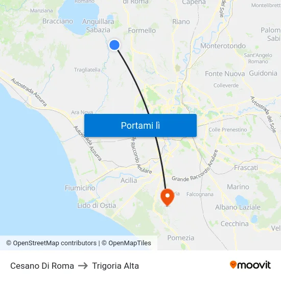 Cesano Di Roma to Trigoria Alta map