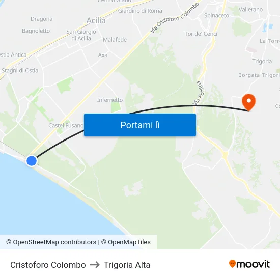 Cristoforo Colombo to Trigoria Alta map