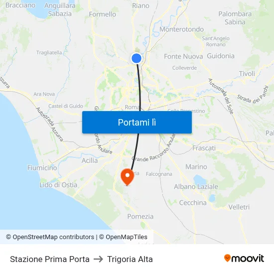 Stazione Prima Porta to Trigoria Alta map