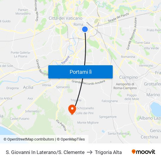 S. Giovanni In Laterano/S. Clemente to Trigoria Alta map