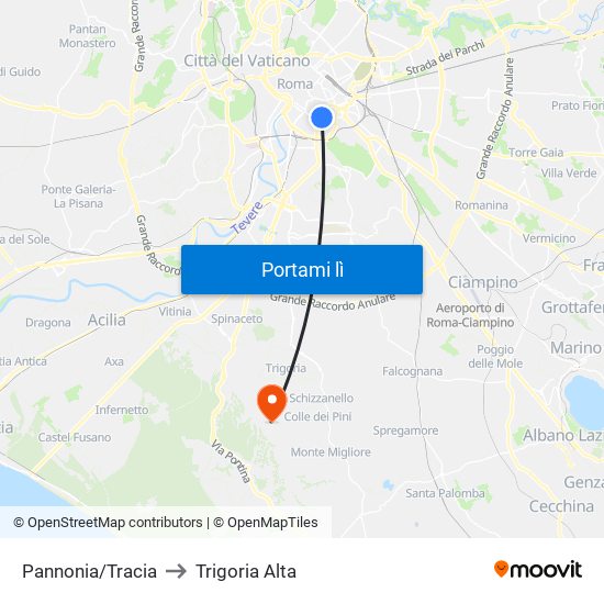 Pannonia/Tracia to Trigoria Alta map