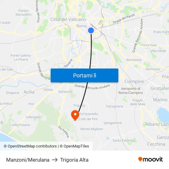 Manzoni/Merulana to Trigoria Alta map