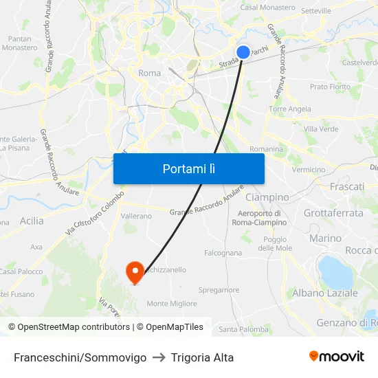 Franceschini/Sommovigo to Trigoria Alta map