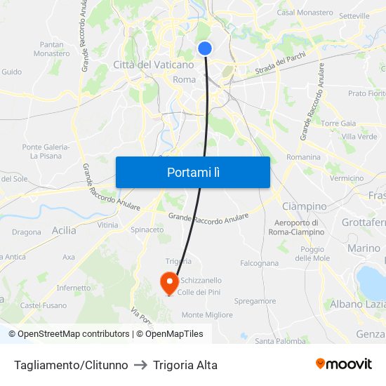 Tagliamento/Clitunno to Trigoria Alta map