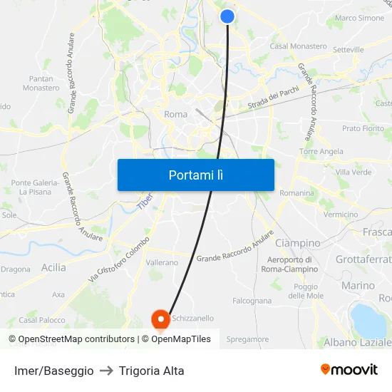 Imer/Baseggio to Trigoria Alta map