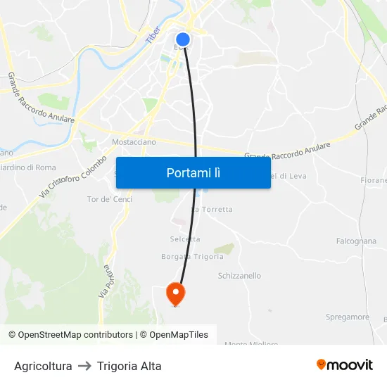 Agricoltura to Trigoria Alta map