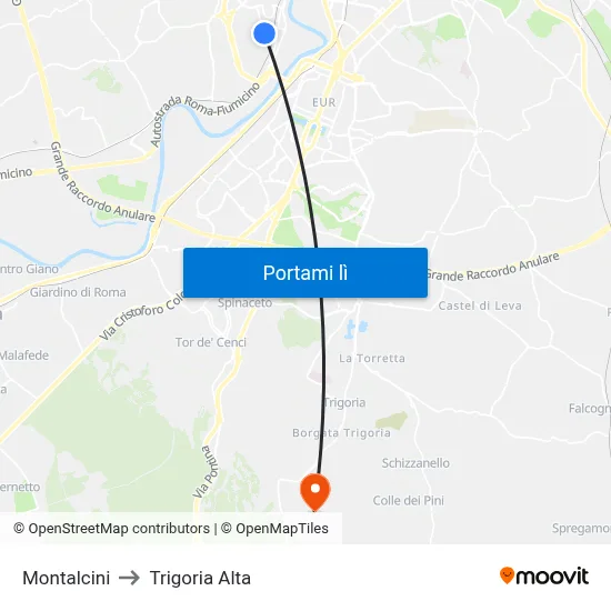 Montalcini to Trigoria Alta map