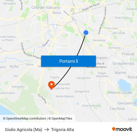 Giulio Agricola (Ma) to Trigoria Alta map