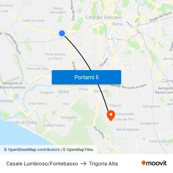 Casale Lumbroso/Fontebasso to Trigoria Alta map
