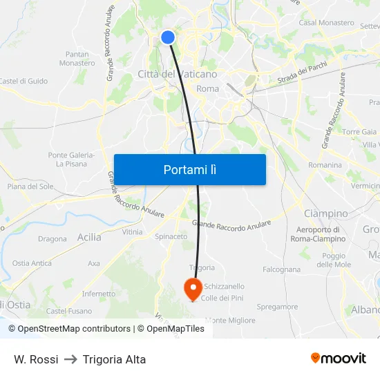 W. Rossi to Trigoria Alta map