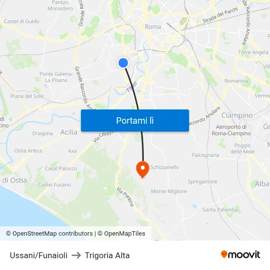 Ussani/Funaioli to Trigoria Alta map