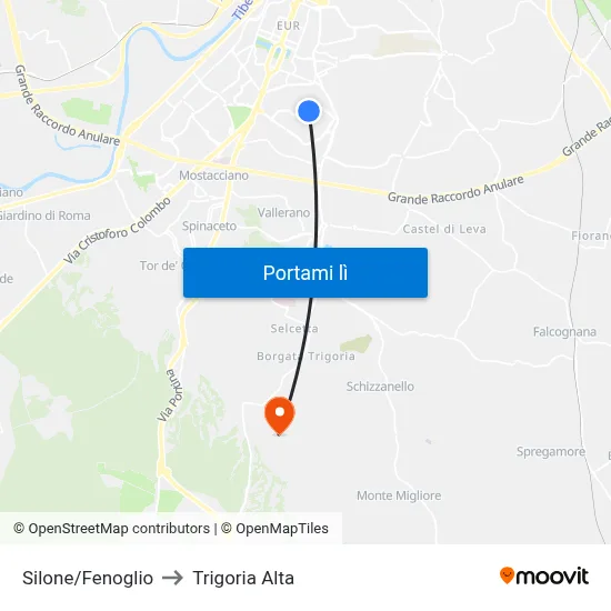 Silone/Fenoglio to Trigoria Alta map