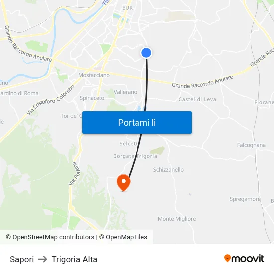 Sapori to Trigoria Alta map