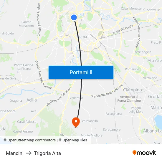 Mancini to Trigoria Alta map