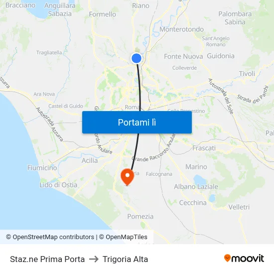 Staz.ne Prima Porta to Trigoria Alta map