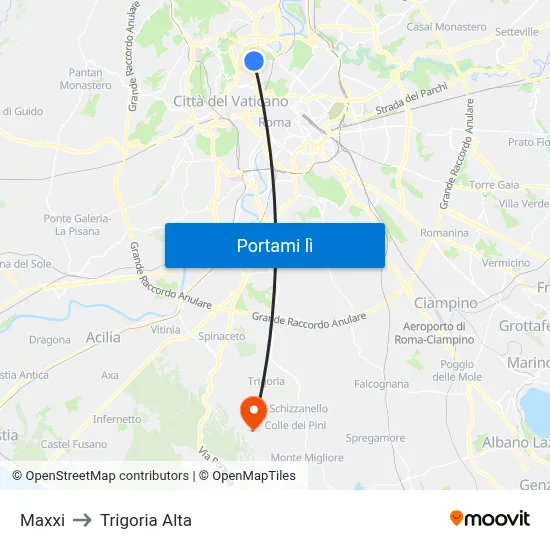 Maxxi to Trigoria Alta map