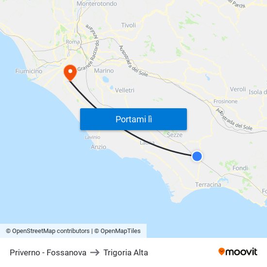 Priverno - Fossanova to Trigoria Alta map