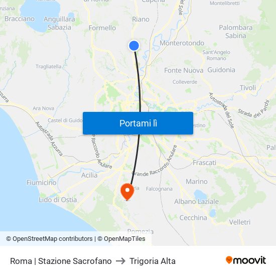 Roma | Stazione Sacrofano to Trigoria Alta map