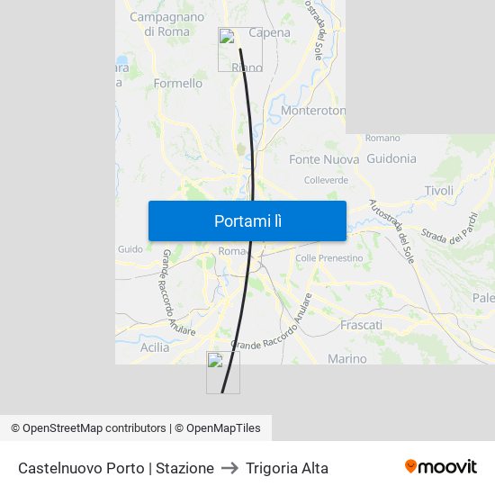 Castelnuovo Porto | Stazione to Trigoria Alta map