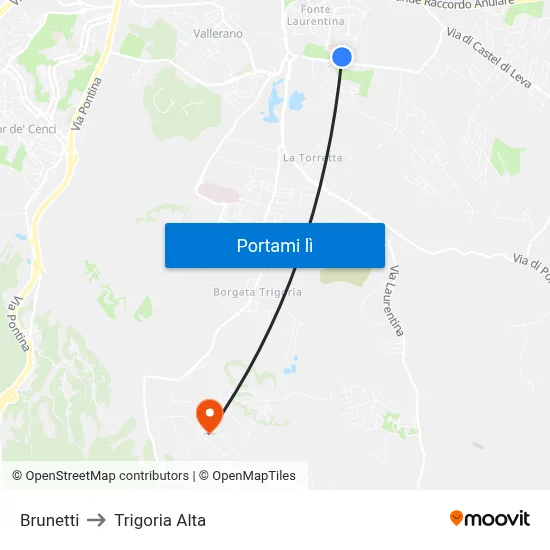 Brunetti to Trigoria Alta map