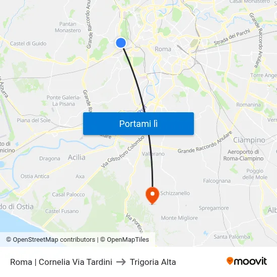 Roma | Cornelia Via Tardini to Trigoria Alta map