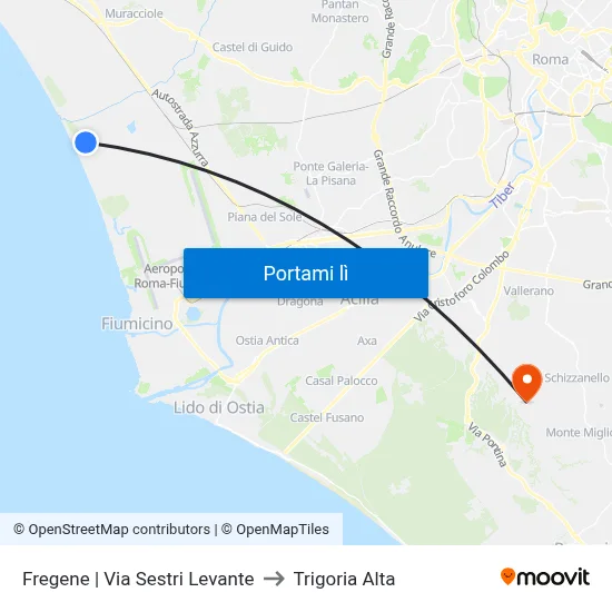 Fregene | Via Sestri Levante to Trigoria Alta map