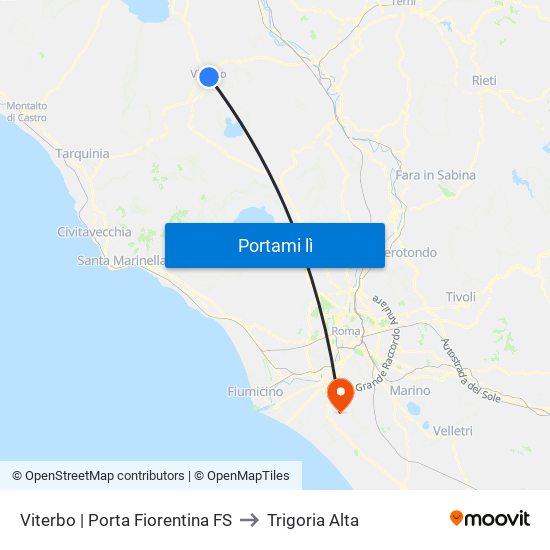 Viterbo | Porta Fiorentina FS to Trigoria Alta map