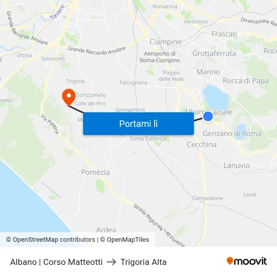 Albano | Corso Matteotti to Trigoria Alta map