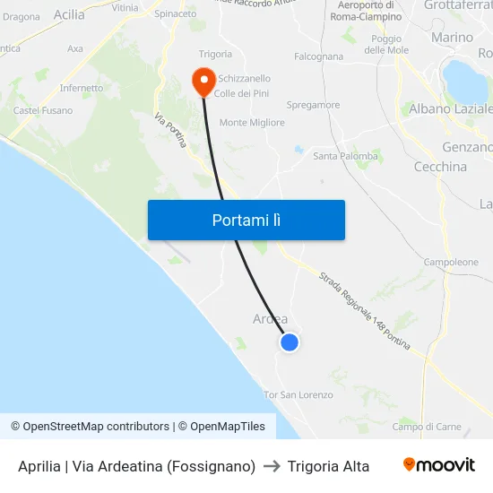 Aprilia | Via Ardeatina (Fossignano) to Trigoria Alta map