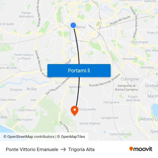 Ponte Vittorio Emanuele to Trigoria Alta map