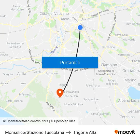 Monselice/Stazione Tuscolana to Trigoria Alta map