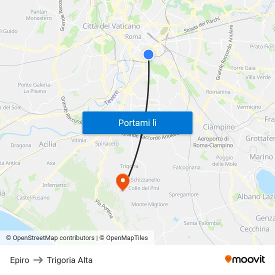 Epiro to Trigoria Alta map