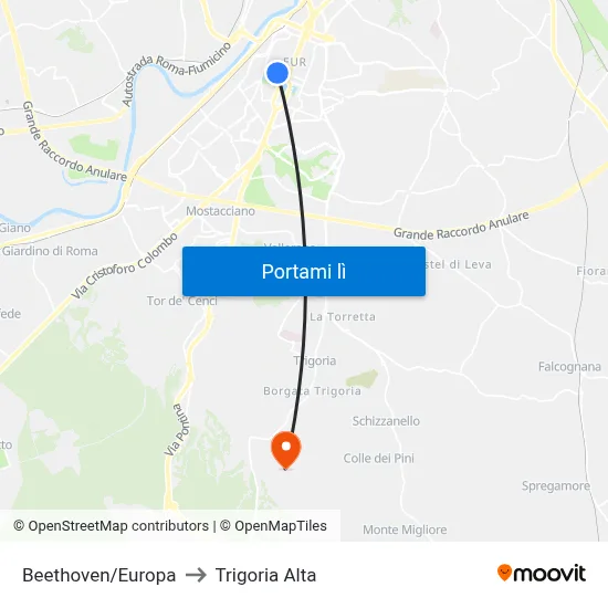 Beethoven/Europa to Trigoria Alta map