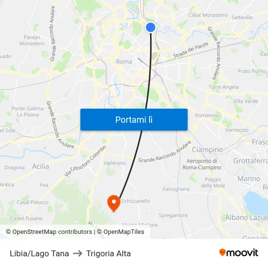 Libia/Lago Tana to Trigoria Alta map
