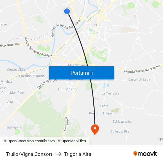 Trullo/Vigna Consorti to Trigoria Alta map