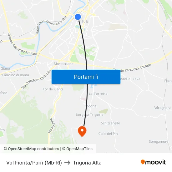 Val Fiorita/Parri (Mb-Rl) to Trigoria Alta map