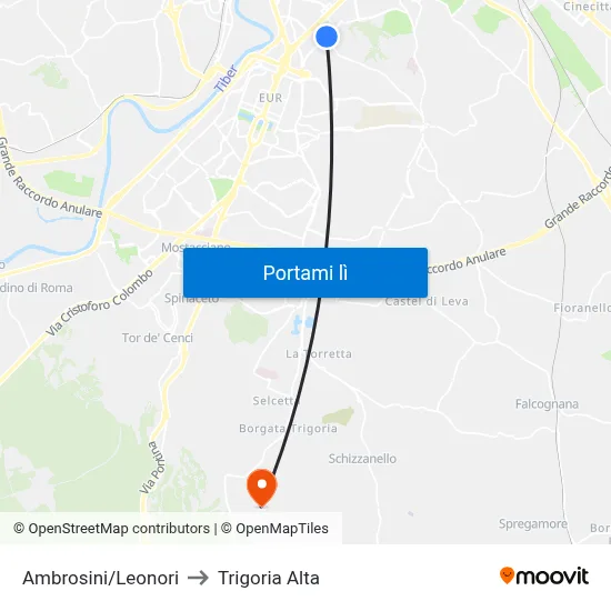 Ambrosini/Leonori to Trigoria Alta map