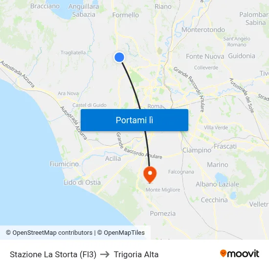 Stazione La Storta (Fl3) to Trigoria Alta map