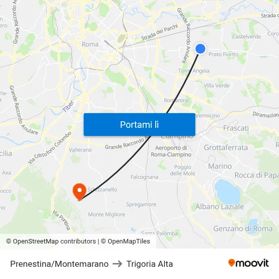 Prenestina/Montemarano to Trigoria Alta map