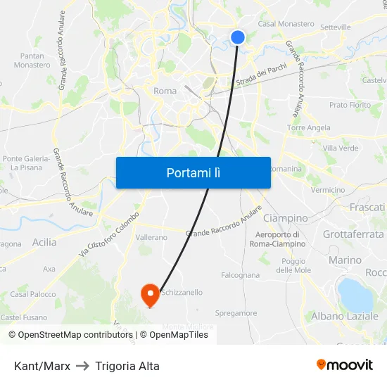 Kant/Marx to Trigoria Alta map