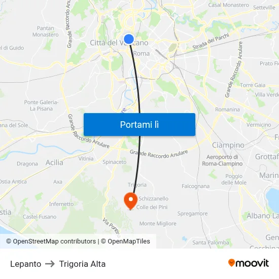 Lepanto to Trigoria Alta map