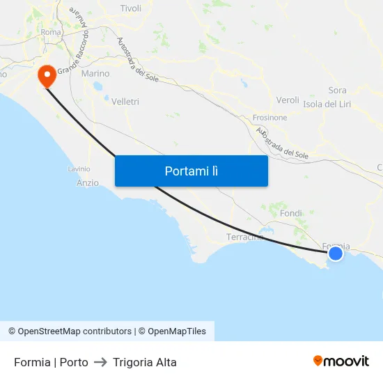 Formia | Porto to Trigoria Alta map
