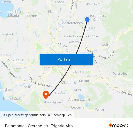 Palombara | Cretone to Trigoria Alta map